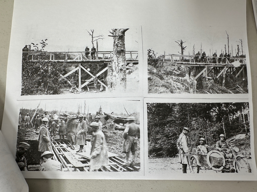 Just Added - Original World War I (WW1) Panoramic Portrait Of The United States Army Company D, 302nd Engineers 58' X 9' With Honorable Discharge Papers for Private First Class George Freeman And Photocopied Pictures of Various Bridges The Unit Built [Photo 36]