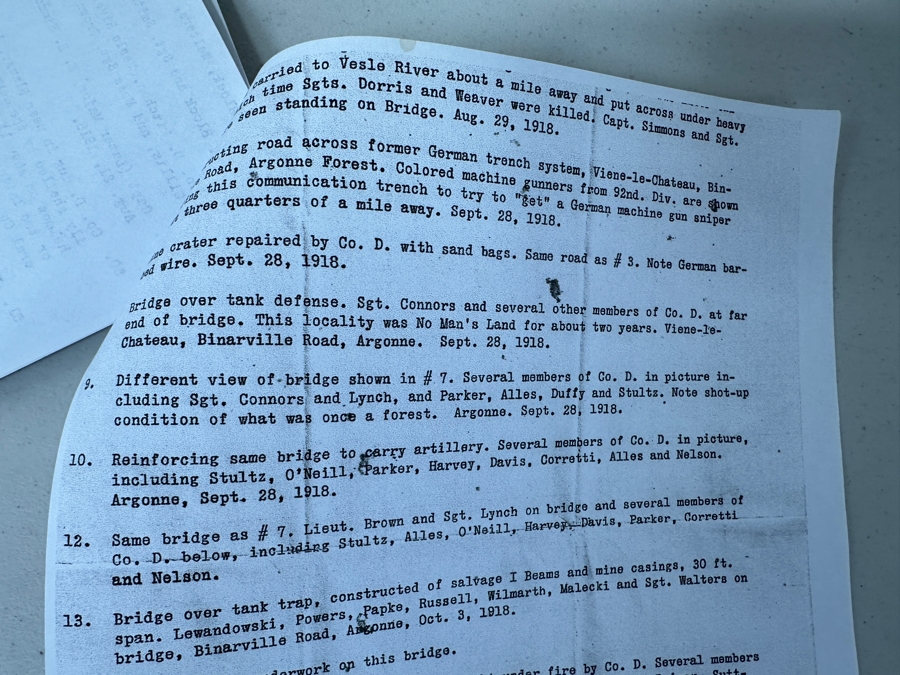 Just Added - Original World War I (WW1) Panoramic Portrait Of The United States Army Company D, 302nd Engineers 58' X 9' With Honorable Discharge Papers for Private First Class George Freeman And Photocopied Pictures of Various Bridges The Unit Built [Photo 51]