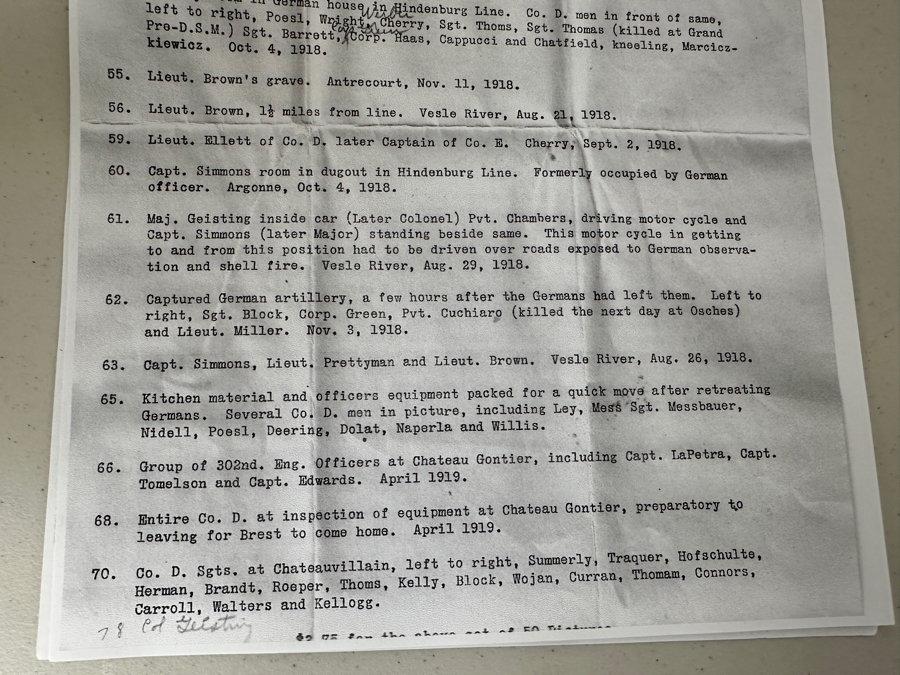 Just Added - Original World War I (WW1) Panoramic Portrait Of The United States Army Company D, 302nd Engineers 58' X 9' With Honorable Discharge Papers for Private First Class George Freeman And Photocopied Pictures of Various Bridges The Unit Built [Photo 50]