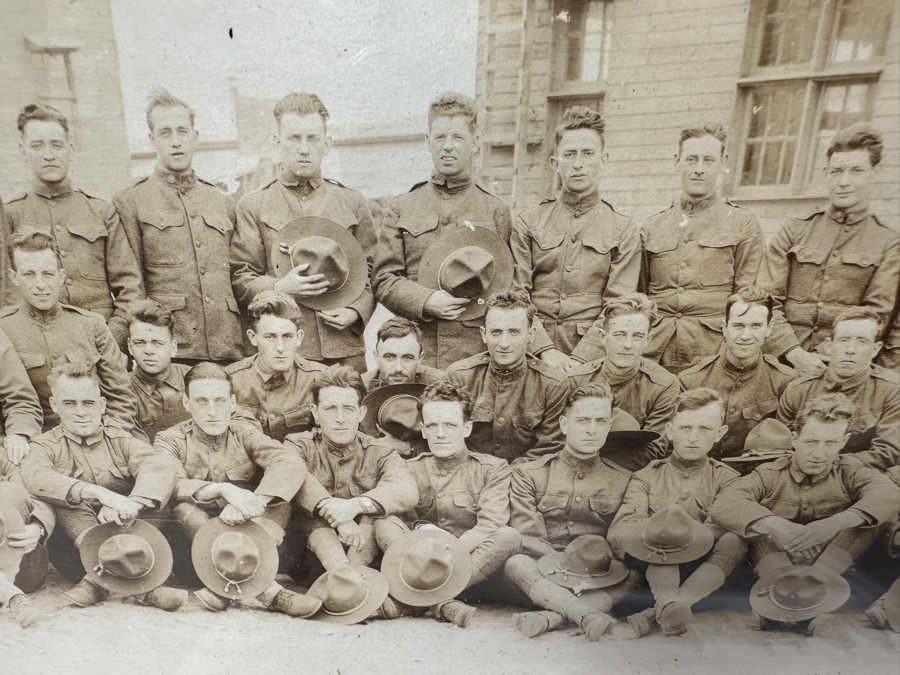 Just Added - Original World War I (WW1) Panoramic Portrait Of The United States Army Company D, 302nd Engineers 58' X 9' With Honorable Discharge Papers for Private First Class George Freeman And Photocopied Pictures of Various Bridges The Unit Built [Photo 6]