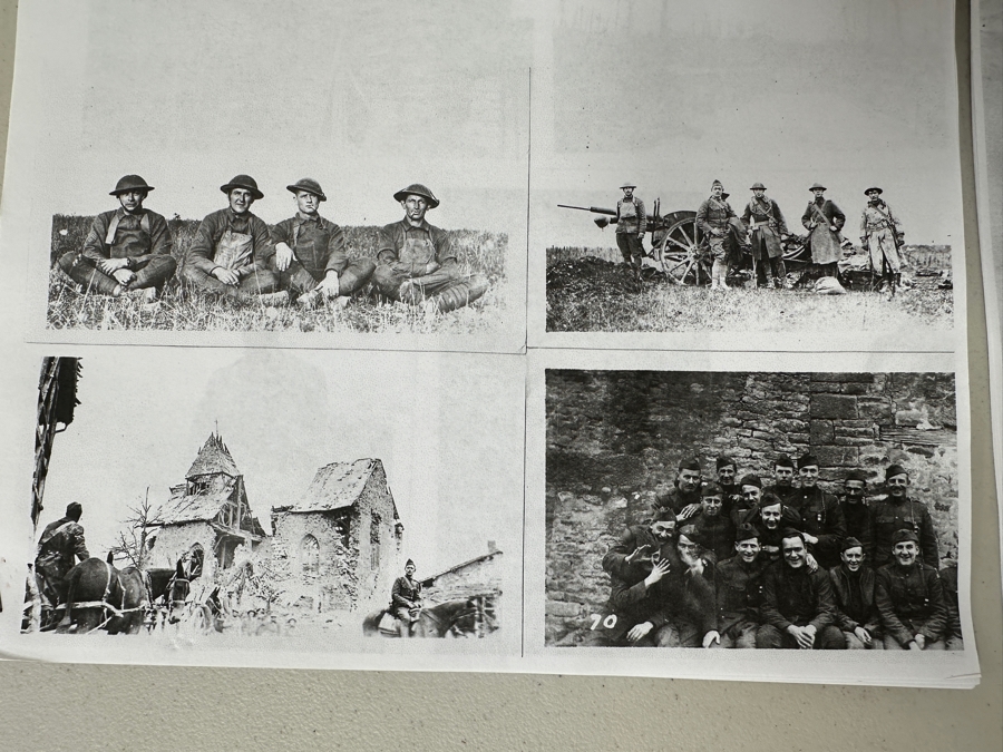 Just Added - Original World War I (WW1) Panoramic Portrait Of The United States Army Company D, 302nd Engineers 58' X 9' With Honorable Discharge Papers for Private First Class George Freeman And Photocopied Pictures of Various Bridges The Unit Built [Photo 30]