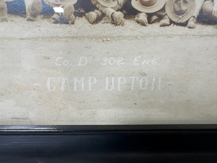 Just Added - Original World War I (WW1) Panoramic Portrait Of The United States Army Company D, 302nd Engineers 58' X 9' With Honorable Discharge Papers for Private First Class George Freeman And Photocopied Pictures of Various Bridges The Unit Built [Photo 3]