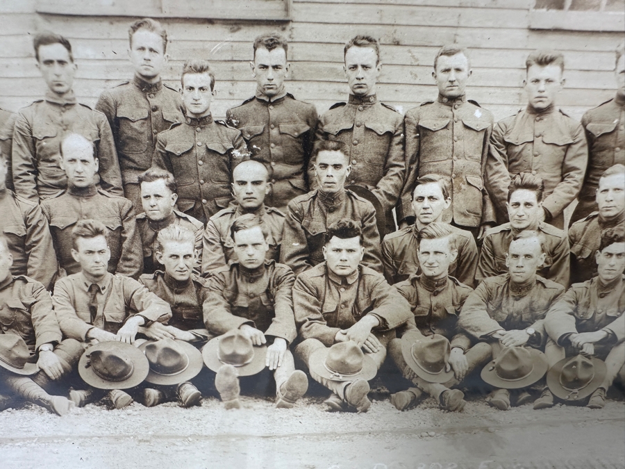 Just Added - Original World War I (WW1) Panoramic Portrait Of The United States Army Company D, 302nd Engineers 58' X 9' With Honorable Discharge Papers for Private First Class George Freeman And Photocopied Pictures of Various Bridges The Unit Built [Photo 12]