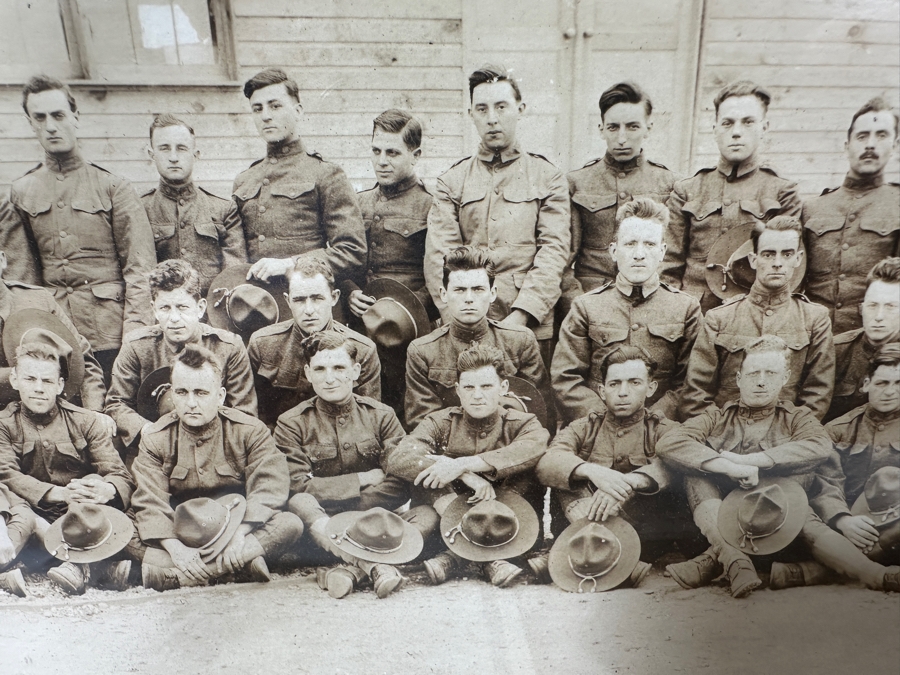 Just Added - Original World War I (WW1) Panoramic Portrait Of The United States Army Company D, 302nd Engineers 58' X 9' With Honorable Discharge Papers for Private First Class George Freeman And Photocopied Pictures of Various Bridges The Unit Built [Photo 14]