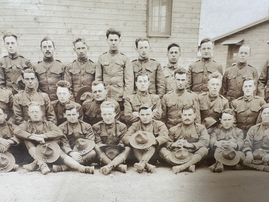 Just Added - Original World War I (WW1) Panoramic Portrait Of The United States Army Company D, 302nd Engineers 58' X 9' With Honorable Discharge Papers for Private First Class George Freeman And Photocopied Pictures of Various Bridges The Unit Built [Photo 15]