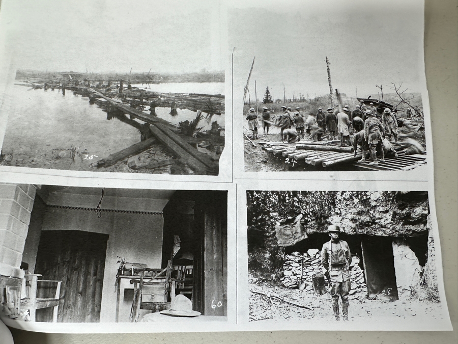 Just Added - Original World War I (WW1) Panoramic Portrait Of The United States Army Company D, 302nd Engineers 58' X 9' With Honorable Discharge Papers for Private First Class George Freeman And Photocopied Pictures of Various Bridges The Unit Built [Photo 41]