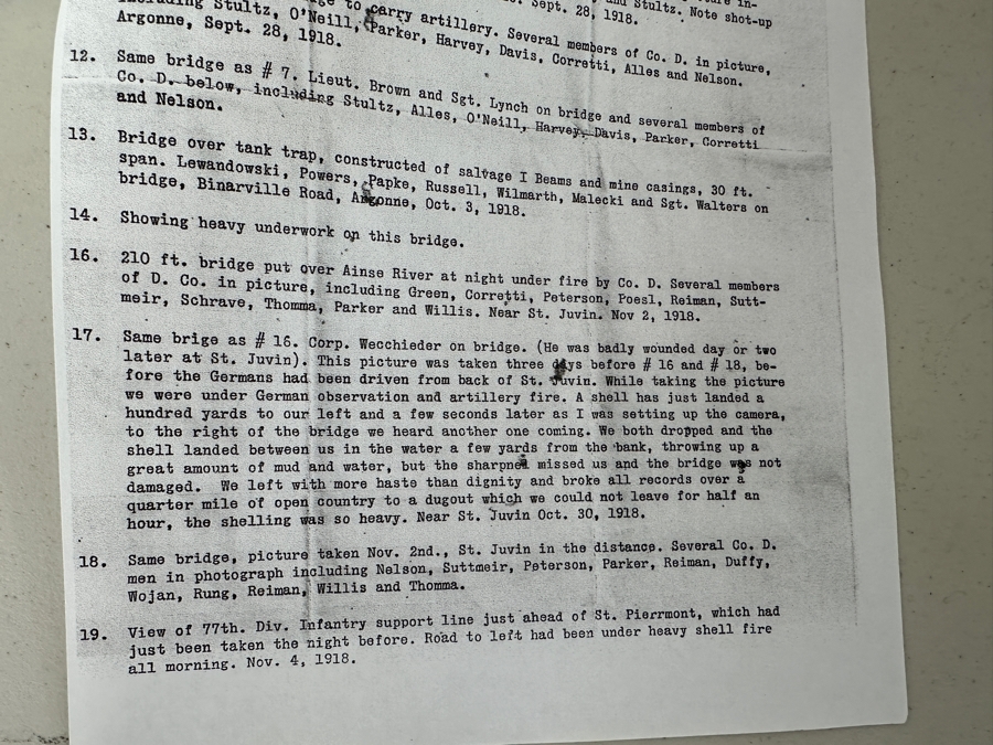 Just Added - Original World War I (WW1) Panoramic Portrait Of The United States Army Company D, 302nd Engineers 58' X 9' With Honorable Discharge Papers for Private First Class George Freeman And Photocopied Pictures of Various Bridges The Unit Built [Photo 52]