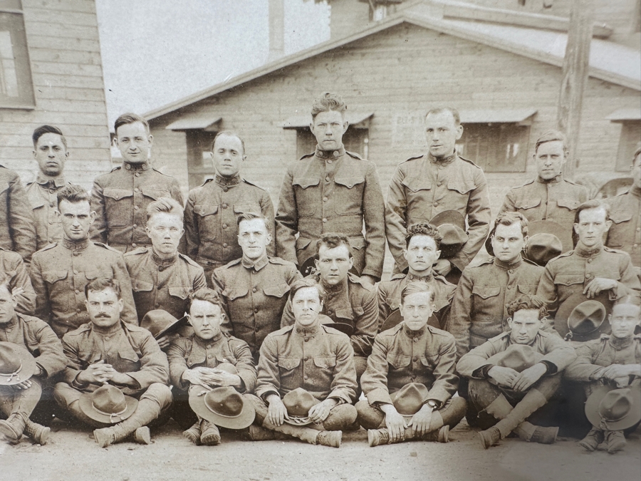 Just Added - Original World War I (WW1) Panoramic Portrait Of The United States Army Company D, 302nd Engineers 58' X 9' With Honorable Discharge Papers for Private First Class George Freeman And Photocopied Pictures of Various Bridges The Unit Built [Photo 16]