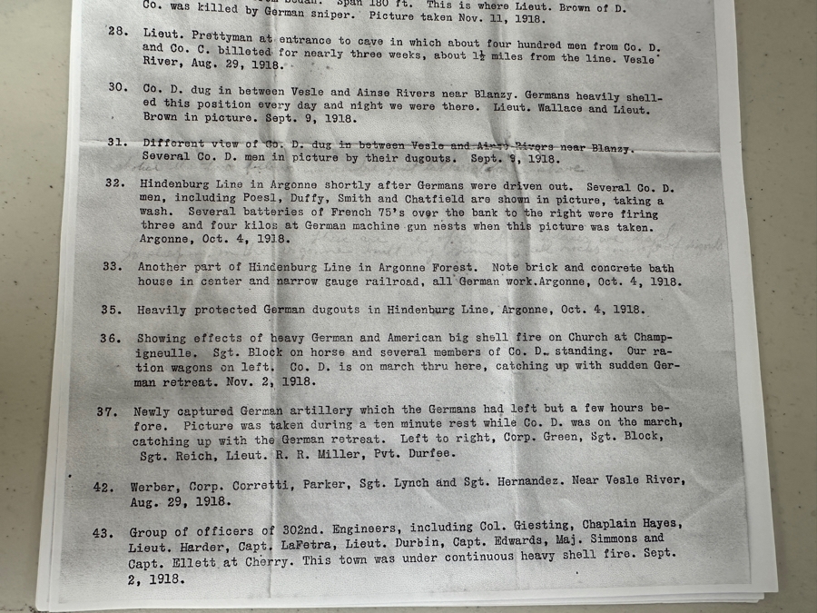 Just Added - Original World War I (WW1) Panoramic Portrait Of The United States Army Company D, 302nd Engineers 58' X 9' With Honorable Discharge Papers for Private First Class George Freeman And Photocopied Pictures of Various Bridges The Unit Built [Photo 48]