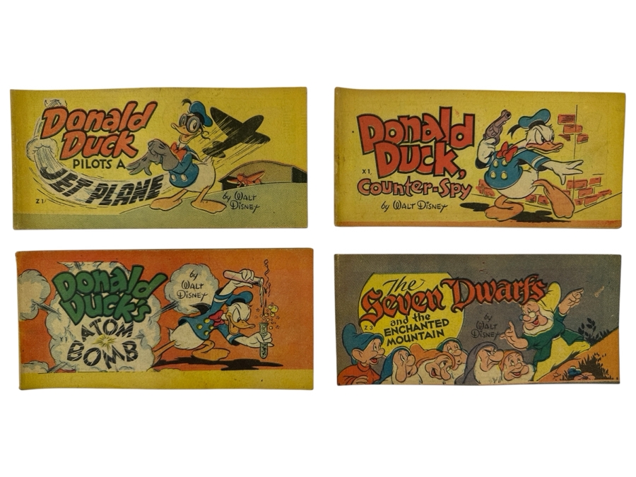 (4) Vintage 1947 Walt Disney (3) Donald Duck & (1) The Seven Dwarfs Mini-Album Comic Books From Cheerios Cereal Box