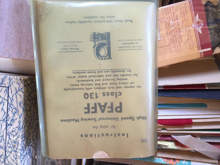 Vintage Pfaff 130 Industrial Sewing Machine and Cabinet With Built In Chair and Sewing Supplies [Photo 27]