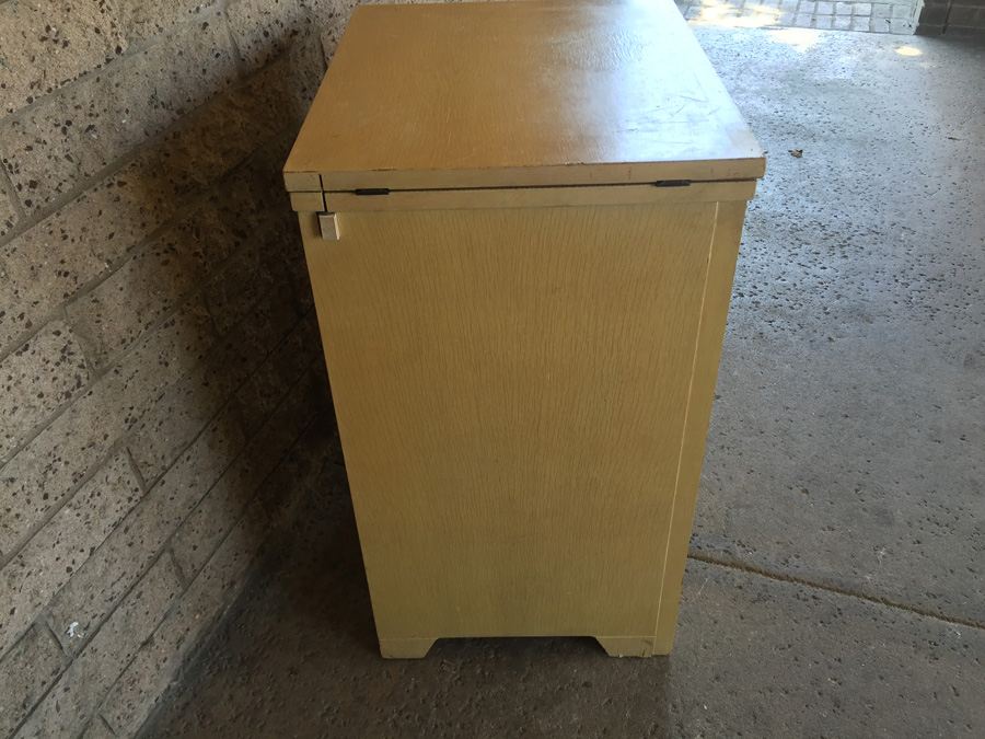 Vintage Pfaff 130 Industrial Sewing Machine and Cabinet With Built In Chair and Sewing Supplies [Photo 8]