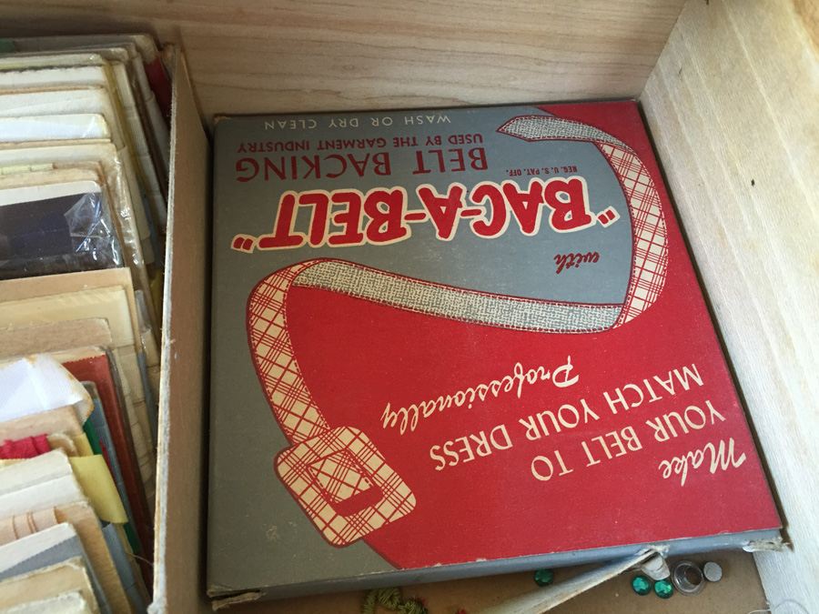 Vintage Pfaff 130 Industrial Sewing Machine and Cabinet With Built In Chair and Sewing Supplies [Photo 31]