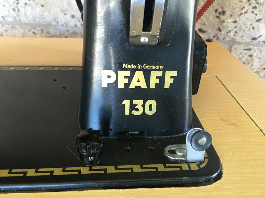 Vintage Pfaff 130 Industrial Sewing Machine and Cabinet With Built In Chair and Sewing Supplies [Photo 10]