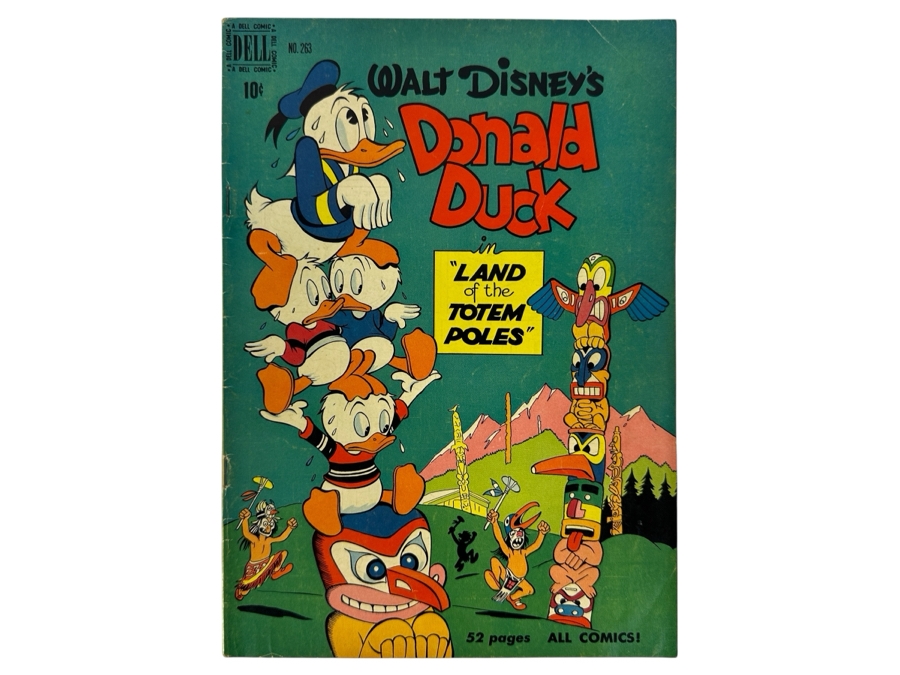 Dell Comics Four Color Walt Disney's Donald Duck 'Land Of The Totem Poles' #263 Vintage 1950 10 Cent Comic Book