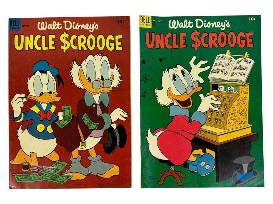 Dell Comics Walt Disney's Uncle Scrooge #4 & #5 Vintage 1954 10 Cent Comic Books