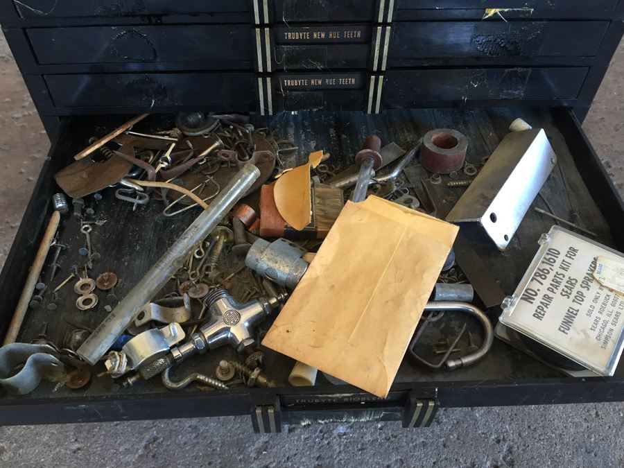 Vintage Black Plastic Dental Cabinet Loaded With Random Nuts, Bolts, and Some Dental Equipment [Photo 14]