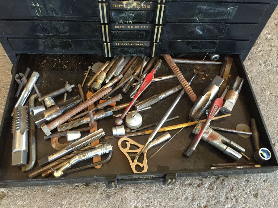 Vintage Black Plastic Dental Cabinet Loaded With Random Nuts, Bolts, and Some Dental Equipment [Photo 3]