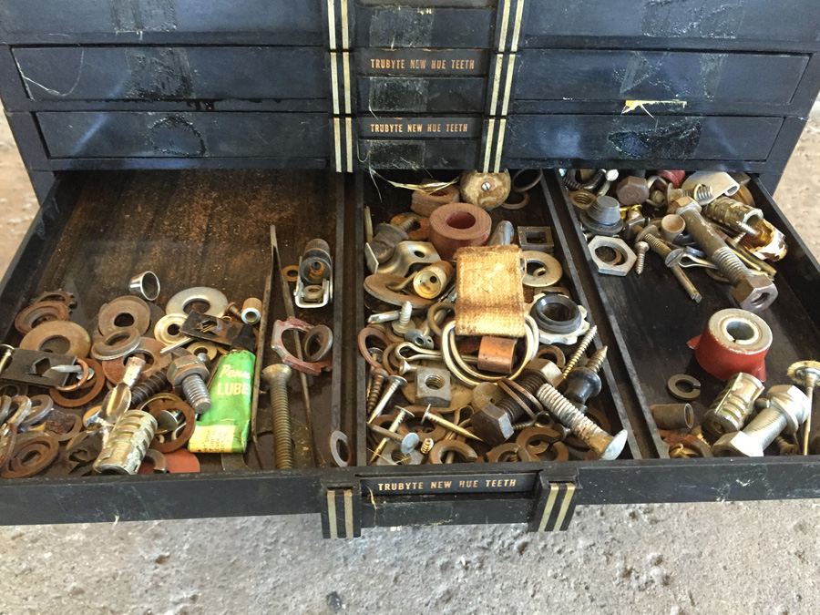 Vintage Black Plastic Dental Cabinet Loaded With Random Nuts, Bolts, and Some Dental Equipment [Photo 13]