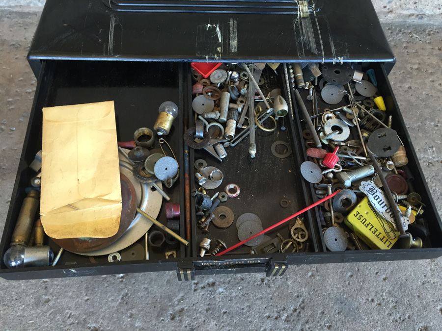 Vintage Black Plastic Dental Cabinet Loaded With Random Nuts, Bolts, and Some Dental Equipment [Photo 10]