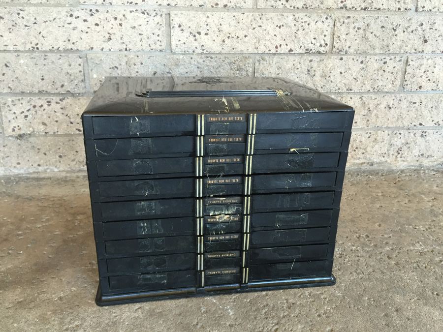 Vintage Black Plastic Dental Cabinet Loaded With Random Nuts, Bolts, and Some Dental Equipment [Photo 4]