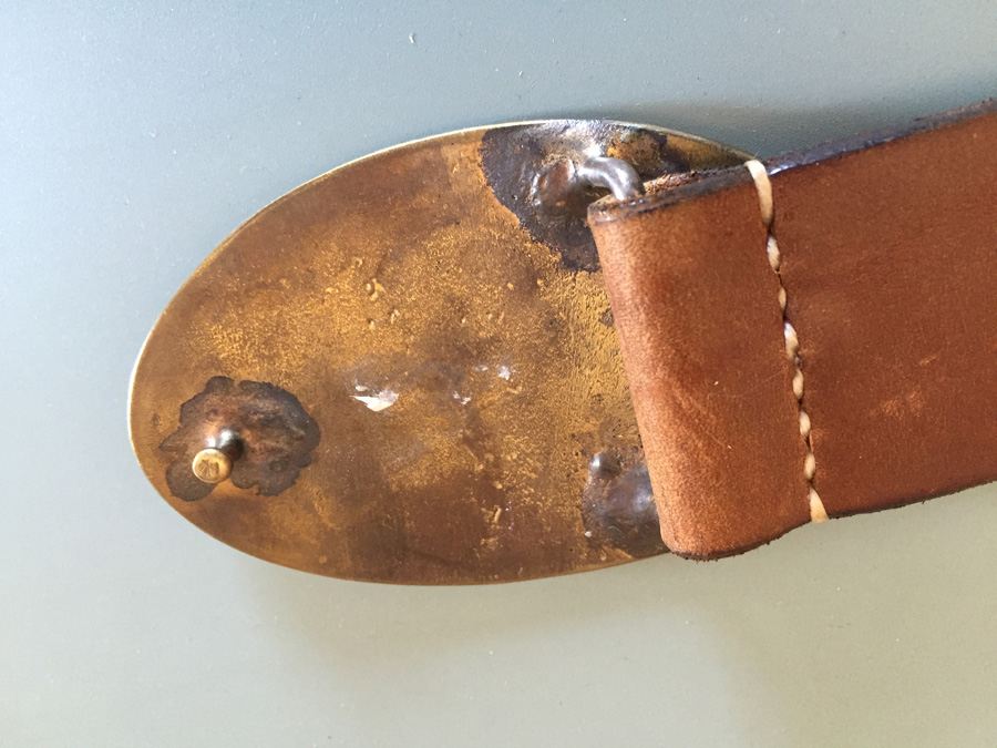 Brass Peace Belt Buckle with Leather Belt by Barbara Shaum New York [Photo 4]