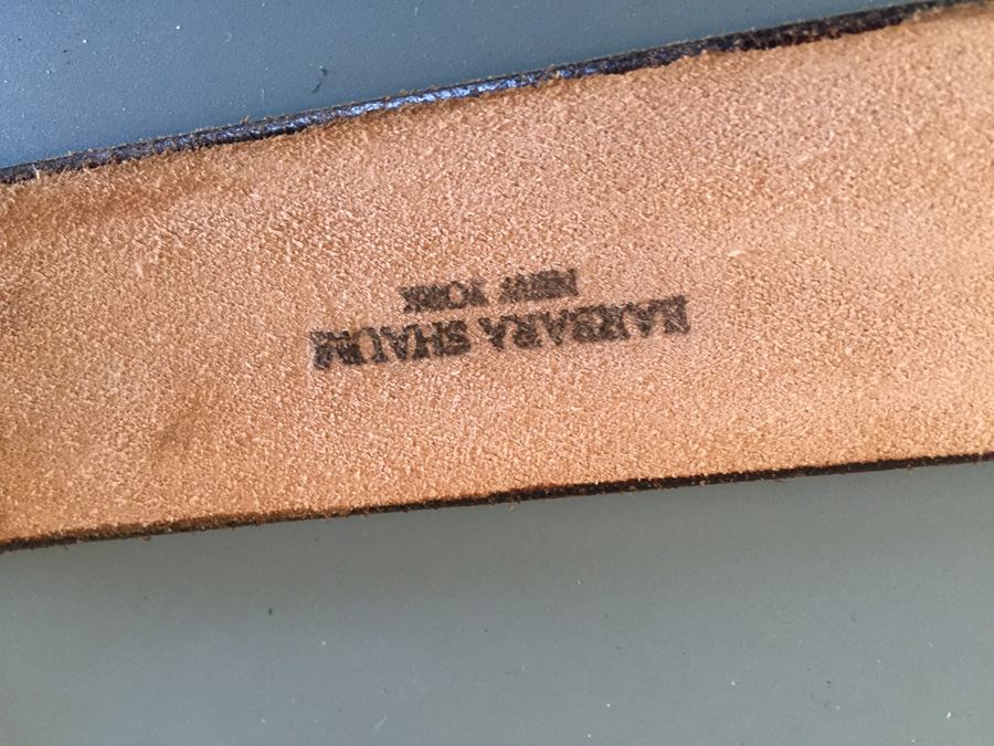 Brass Peace Belt Buckle with Leather Belt by Barbara Shaum New York [Photo 5]