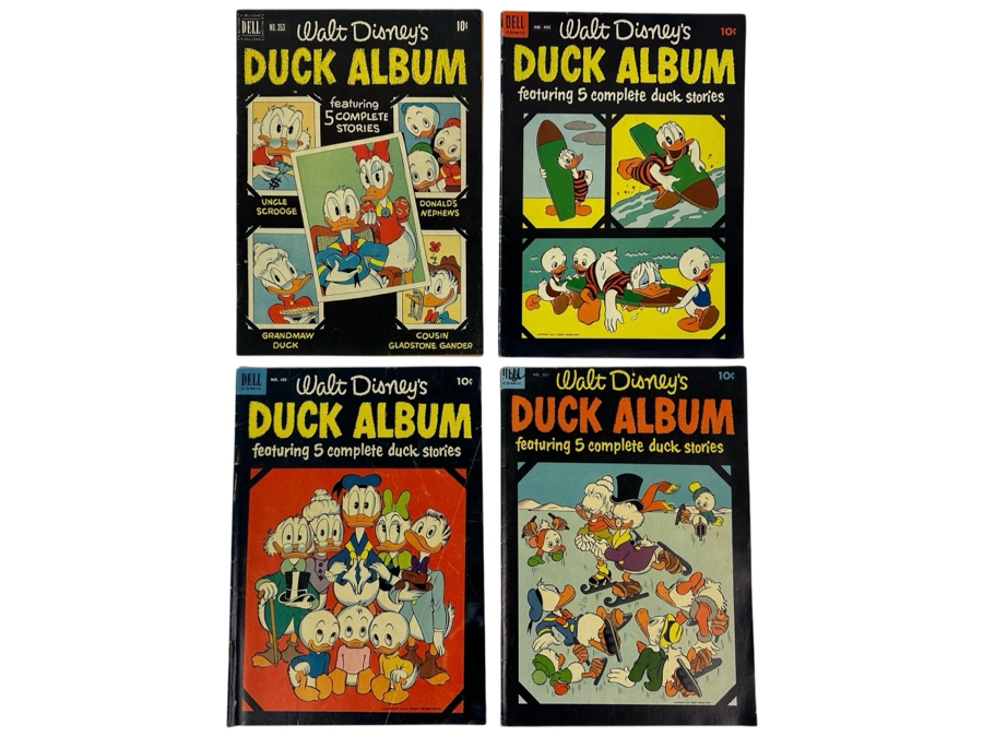 Dell Comics Walt Disney's Duck Album #353 1951, #450 1952, #492 1953 & #531 1954 10 Cent Comic Books