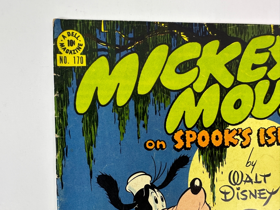 Dell Comics Four Color #170 Walt Disney's Mickey Mouse On Spook's Island Vintage 1947 10 Cent Comic Book Valued Ungraded: $22, 6.0: $156, 8.0: $712 [Photo 2]