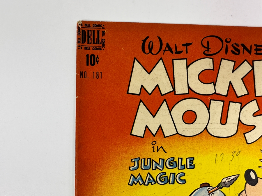 Dell Comics Four Color #181 Walt Disney's Mickey Mouse In Jungle Magic Vintage 1949 10 Cent Comic Book Valued Ungraded: $97, 6.0: $156, 8.0: $175 [Photo 2]