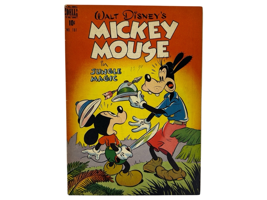 Dell Comics Four Color #181 Walt Disney's Mickey Mouse In Jungle Magic Vintage 1949 10 Cent Comic Book Valued Ungraded: $97, 6.0: $156, 8.0: $175