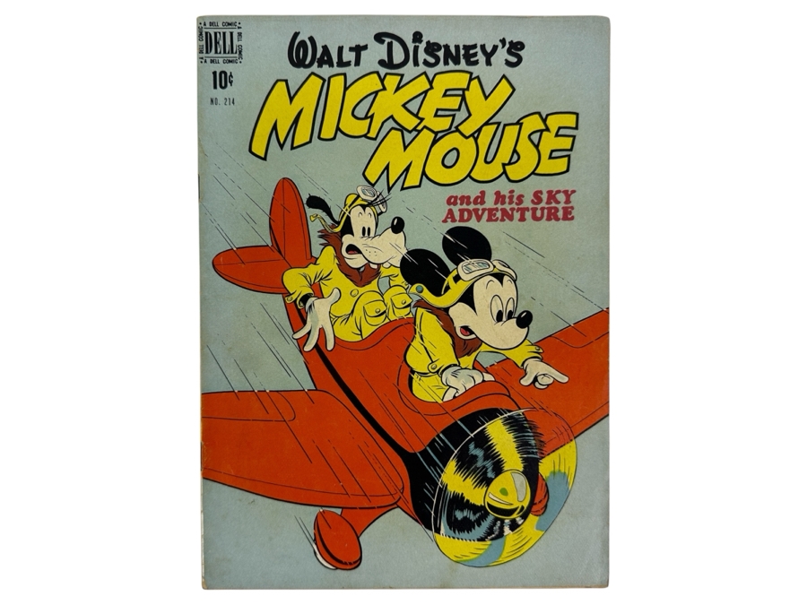 Dell Comics Four Color #214 Walt Disney's Mickey Mouse And His Sky Adventure Vintage 1948 10 Cent Comic Book