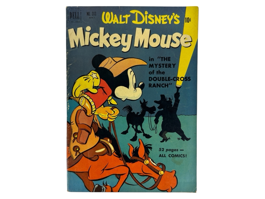 Dell Comics Four Color #313 Walt Disney's Mickey Mouse In The Mystery Of The Double-Cross Ranch Vintage 1950 10 Cent Comic Book