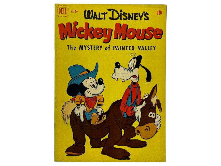 Dell Comics Four Color #352 Walt Disney's Mickey Mouse In The Mystery Of Painted Valley Vintage 1952 10 Cent Comic Book