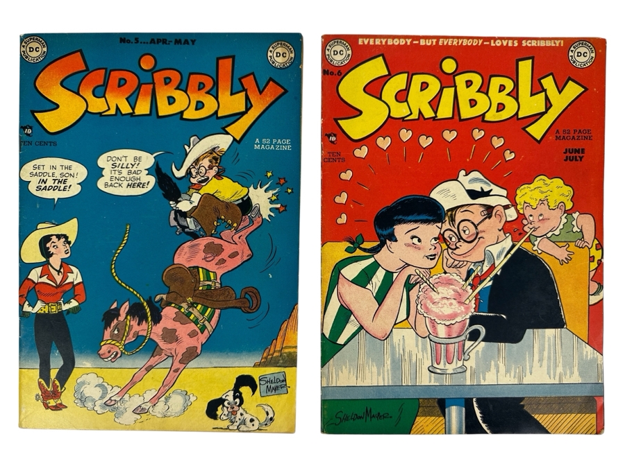 DC Comics Scribbly #5 & #6 Vintage 1948/1949 10 Cent Comic Books Valued Ungraded: $172