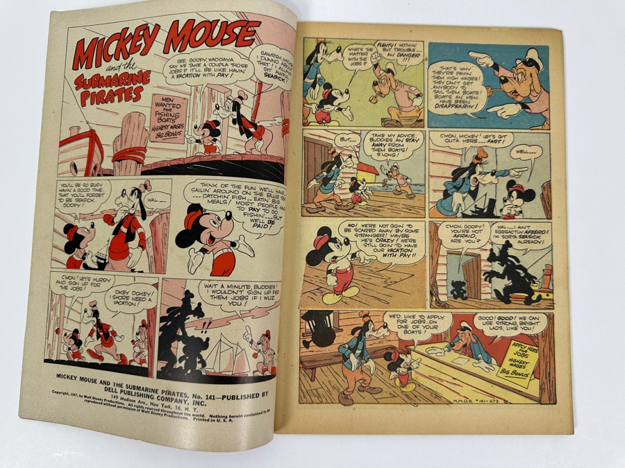 Dell Comics Four Color #141 Walt Disney's Mickey Mouse And The Submarine Pirates Vintage 1947 10 Cent Comic Book Valued Ungraded: $31, 8.0: $552 [Photo 4]