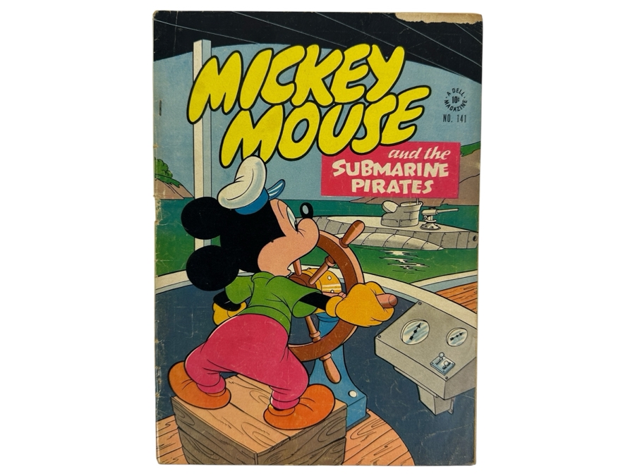 Dell Comics Four Color #141 Walt Disney's Mickey Mouse And The Submarine Pirates Vintage 1947 10 Cent Comic Book Valued Ungraded: $31, 8.0: $552