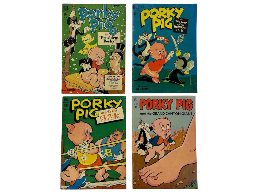 Dell Comics Four Color Porky Pig 1950 #295, 1950 #303, 1951 #330 & 1951 #351 10 Cent Comic Books
