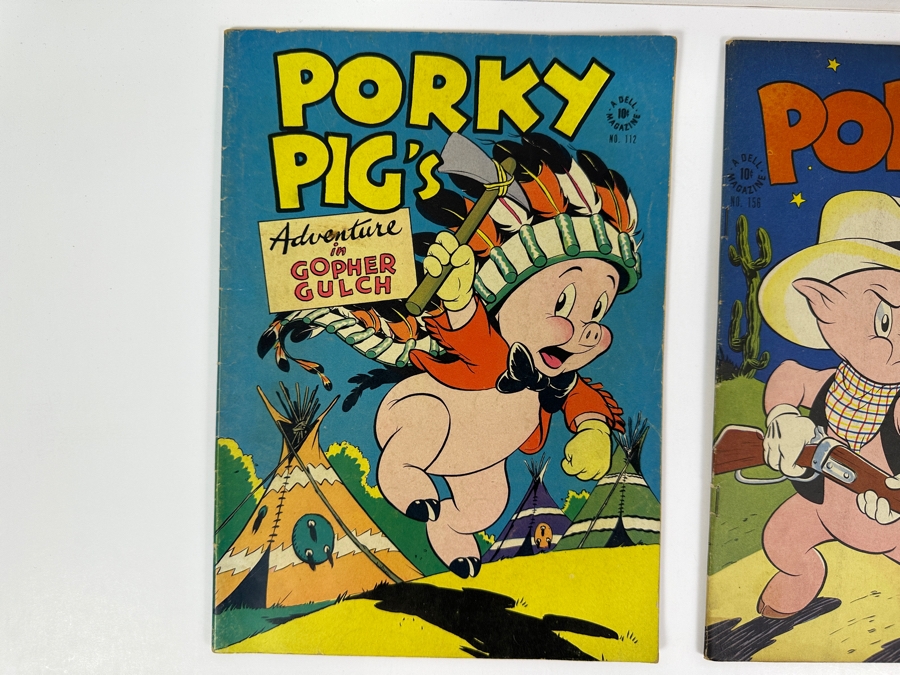 Dell Comics Four Color Porky Pig 1946 #112, 1947 #156, 1948 #191 & 1949 #241 10 Cent Comic Books Valued Ungraded: $59, 6.0: $151, 8.0: $544 [Photo 2]