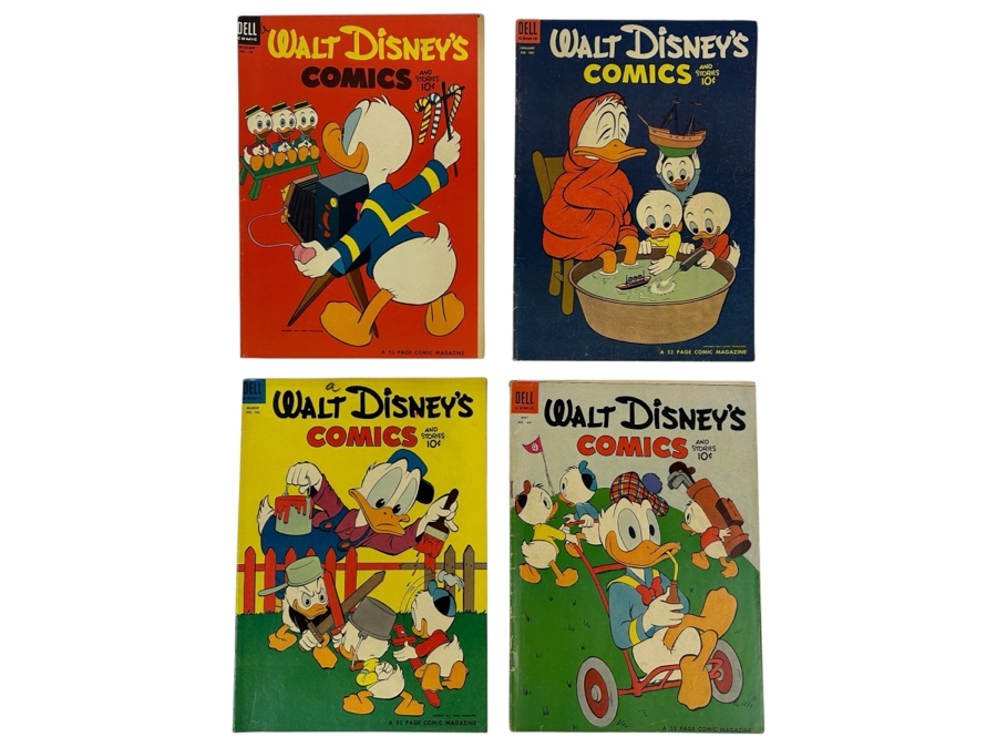 (4) Dell Comics Walt Disney's Comics And Stories #159, #160, #162 & #164 Vintage 1953/1954 10 Cent Comic Books	