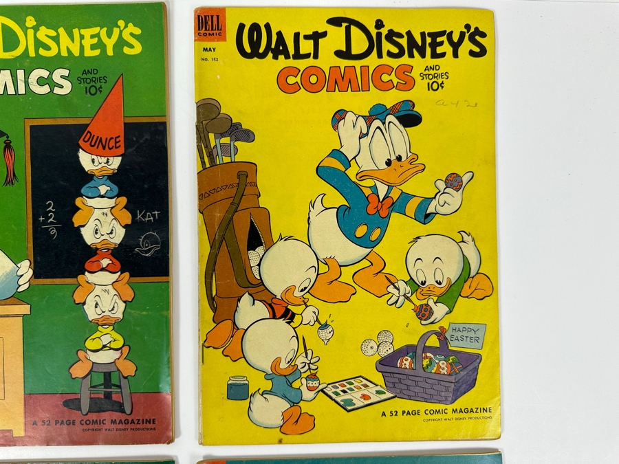 (4) Dell Comics Walt Disney's Comics And Stories #150, #152, #153 & #155 Vintage 1953 10 Cent Comic Books Valued Ungraded: $54, 6.0: $171, 8.0: $537 [Photo 4]