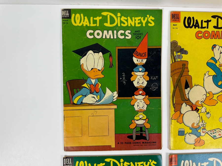 (4) Dell Comics Walt Disney's Comics And Stories #150, #152, #153 & #155 Vintage 1953 10 Cent Comic Books Valued Ungraded: $54, 6.0: $171, 8.0: $537 [Photo 2]