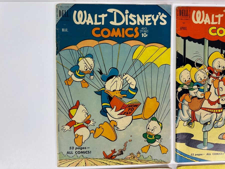 (4) Dell Comics Walt Disney's Comics And Stories #126, #127, #128 & #130 Vintage 1951 10 Cent Comic Books Valued Ungraded: $57, 6.0: $370, 8.0: $789 [Photo 2]