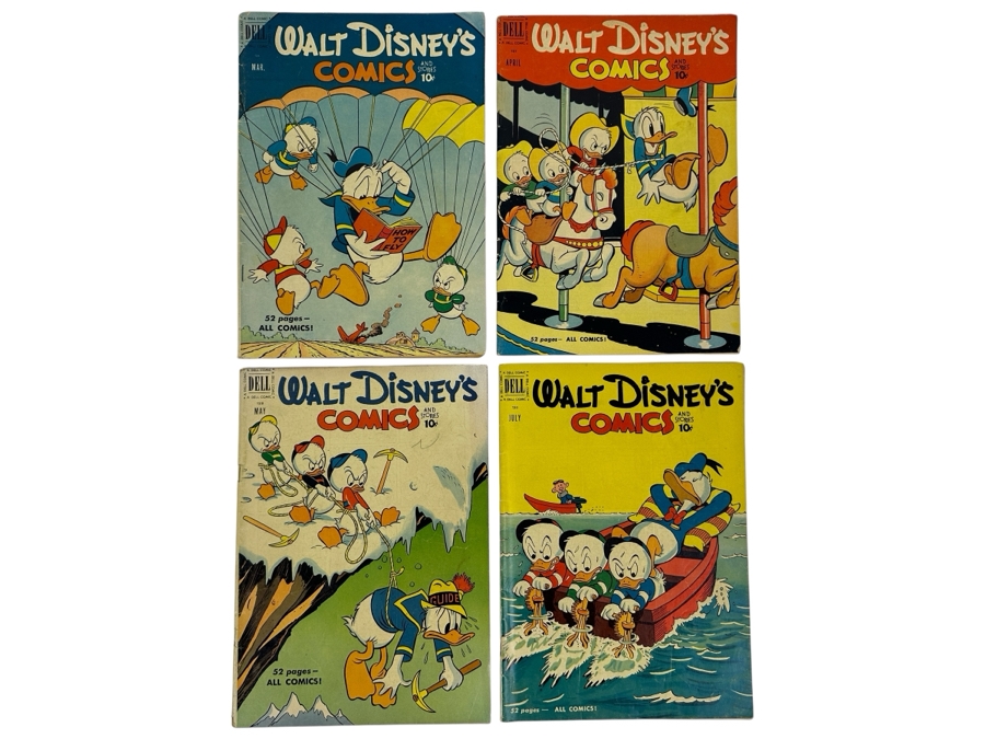 (4) Dell Comics Walt Disney's Comics And Stories #126, #127, #128 & #130 Vintage 1951 10 Cent Comic Books