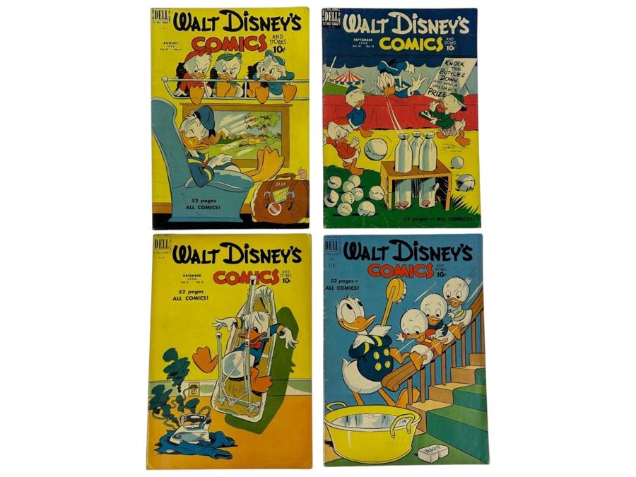 (4) Dell Comics Walt Disney's Comics And Stories #119, #120, #123 & #125 Vintage 1950/1951 10 Cent Comic Books Valued Ungraded: $47, 6.0: $328, 8.0: $653