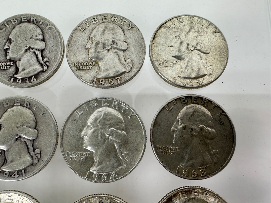 (20) Vintage Silver Quarters: (1) Barber Silver Quarter, (1) Standing Liberty Silver Quarter & (18) Washington Silver Quarters [Photo 5]