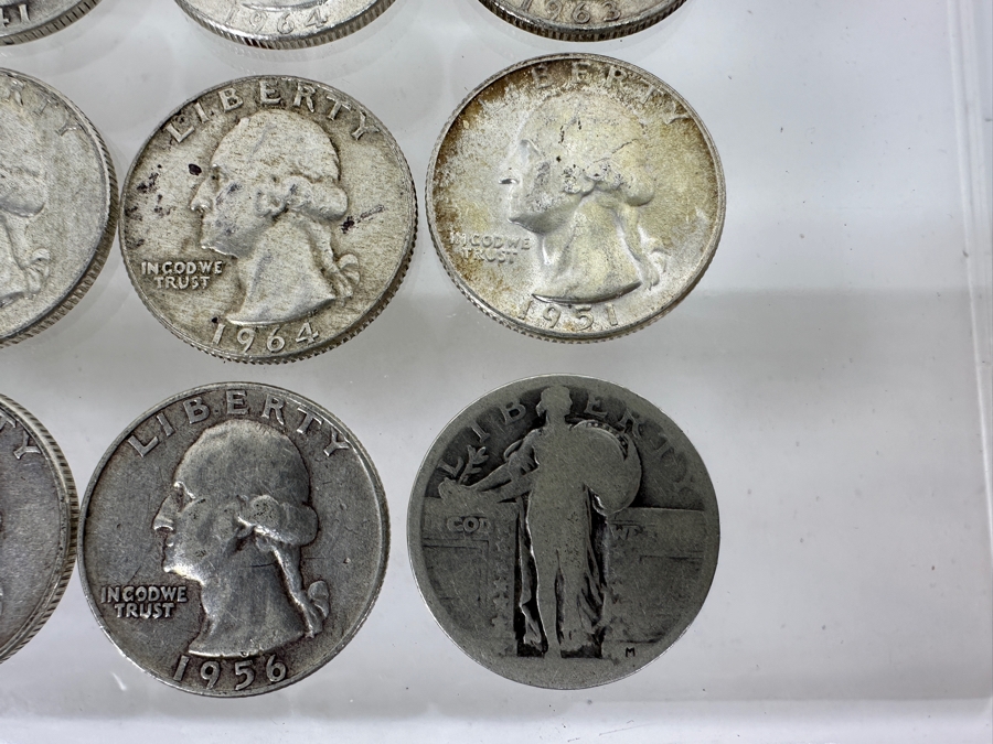 (20) Vintage Silver Quarters: (1) Barber Silver Quarter, (1) Standing Liberty Silver Quarter & (18) Washington Silver Quarters [Photo 8]