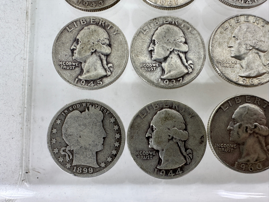 (20) Vintage Silver Quarters: (1) Barber Silver Quarter, (1) Standing Liberty Silver Quarter & (18) Washington Silver Quarters [Photo 3]