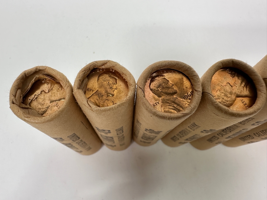 (8) Uncirculated Rolls Of 1968 S Lincoln Pennies From The United California Bank [Photo 2]