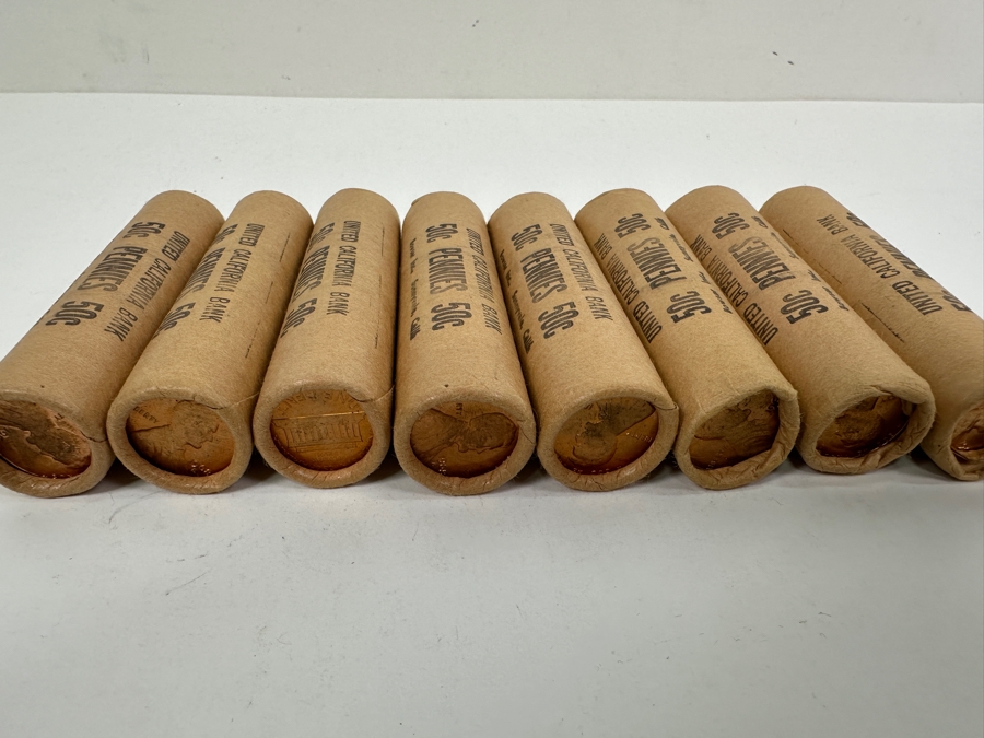 (8) Uncirculated Rolls Of 1968 S Lincoln Pennies From The United California Bank [Photo 5]